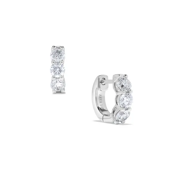 14KW 1.5CTW 3-Stone Huggie Earrings Kiefer Jewelers Lutz, FL