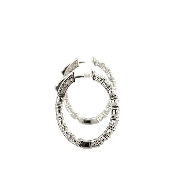 14KW 6CTW Oval Inside-Outside Diamond Hoop Earrings Image 3 Kiefer Jewelers Lutz, FL