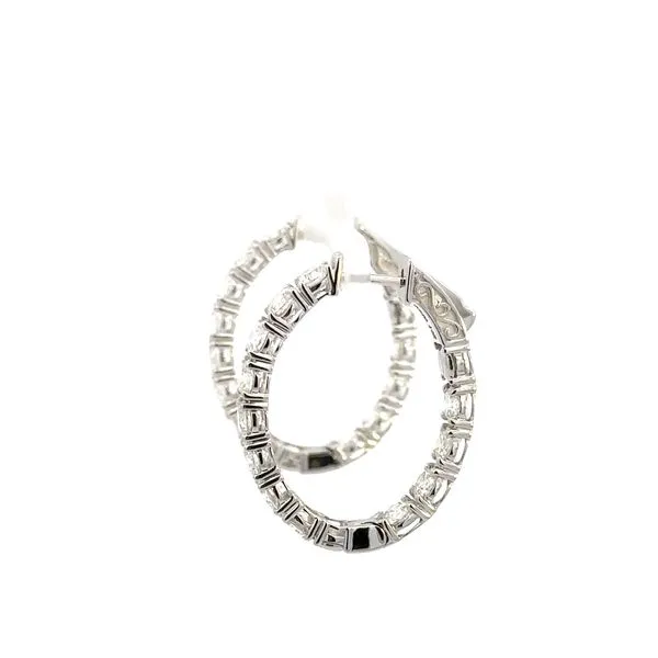 14KW 6CTW Oval Inside-Outside Diamond Hoop Earrings Image 4 Kiefer Jewelers Lutz, FL