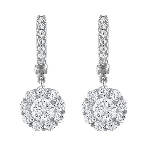 14KW 2.15CTW Diamond Halo Drop Fashion Earrings Kiefer Jewelers Lutz, FL