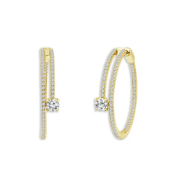 14KY 1.75CTW Diamond Inside Outside Hoop Earrings Kiefer Jewelers Lutz, FL