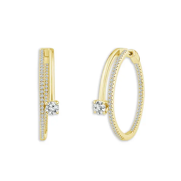14KY 1CTW Diamond Fancy Inside Outside Diamond Hoop Earrings Kiefer Jewelers Lutz, FL