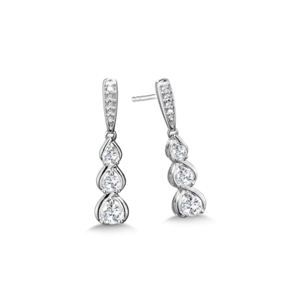 14KW Three Stone Diamond Drop Earrings Kiefer Jewelers Lutz, FL