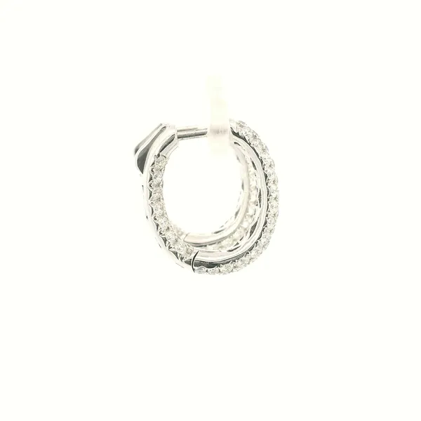 18KW Diamond Pave Huggie Hoop Earrings Image 3 Kiefer Jewelers Lutz, FL