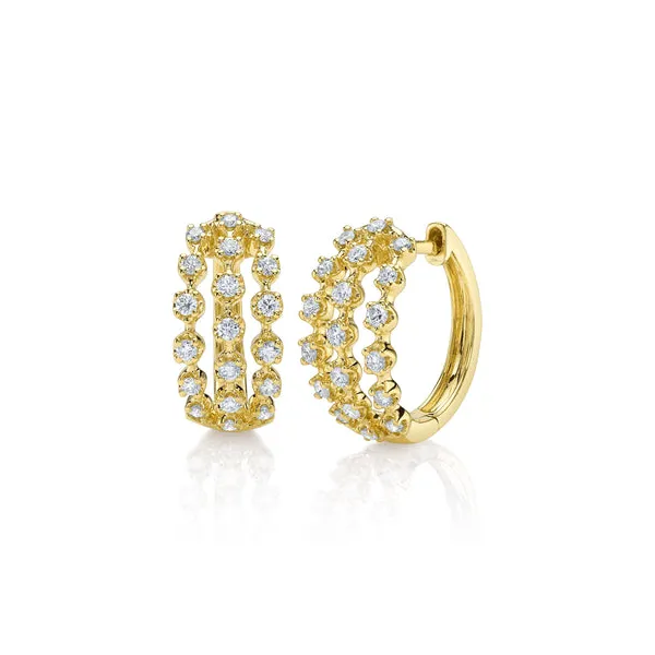 14KY Diamond Three Row Hoop Earrings by Shy Creation Kiefer Jewelers Lutz, FL