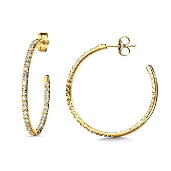 14KY.75CTW Diamond Hoop Earrings Image 2 Kiefer Jewelers Lutz, FL