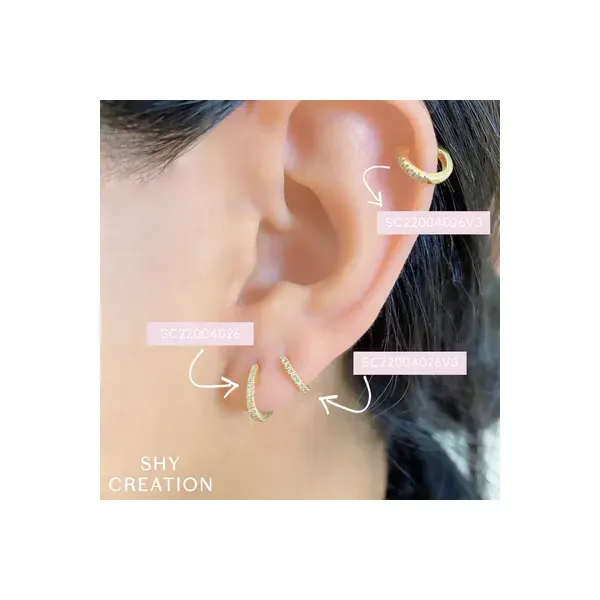 14K .04CTW Diamond Mini Huggie Earring by Shy Creation Image 2 Kiefer Jewelers Lutz, FL