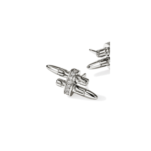 SS Spear Stud Earrings with Diamond by John Hardy Image 2 Kiefer Jewelers Lutz, FL