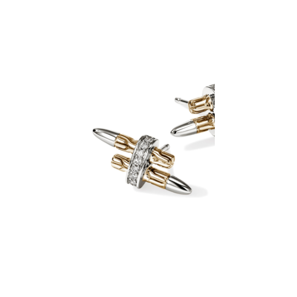 14KY/SS Spear Stud Earrings with Diamonds by John Hardy Image 2 Kiefer Jewelers Lutz, FL