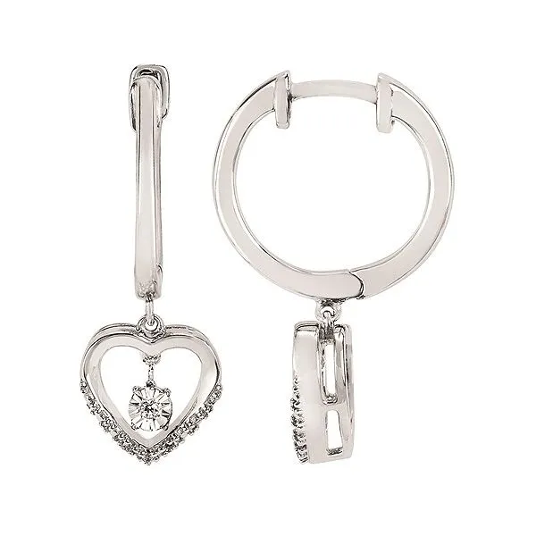 Sterling Silver Diamond Heart Earrings Kiefer Jewelers Lutz, FL