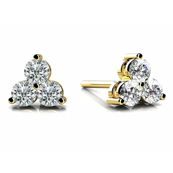 14KY Diamond Three Stone Stud Earrings Kiefer Jewelers Lutz, FL