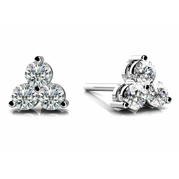 14KW Diamond Three Stone Stud Earrings Kiefer Jewelers Lutz, FL