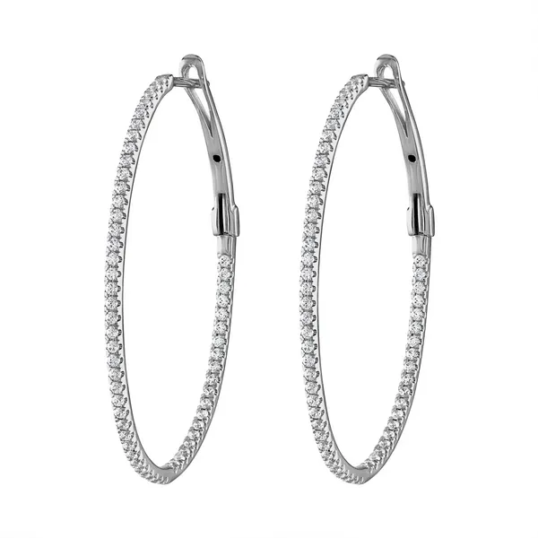 14KW .70CTW Diamond Skinny Oval Hoop Earrings Kiefer Jewelers Lutz, FL