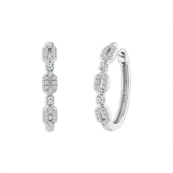 14KW .33CTW Diamond Art Deco Style Hoop Earrings Kiefer Jewelers Lutz, FL