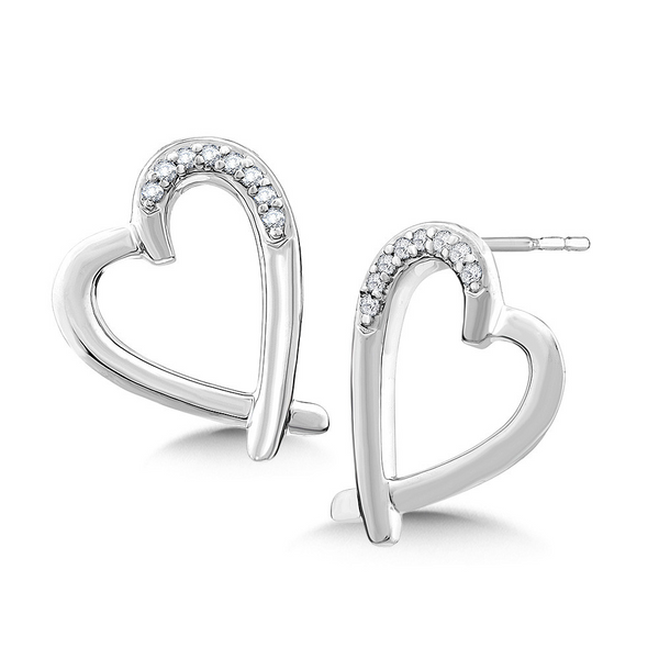 Crisscross Sterling Silver & Diamond Heart Stud Earrings Kiefer Jewelers Lutz, FL