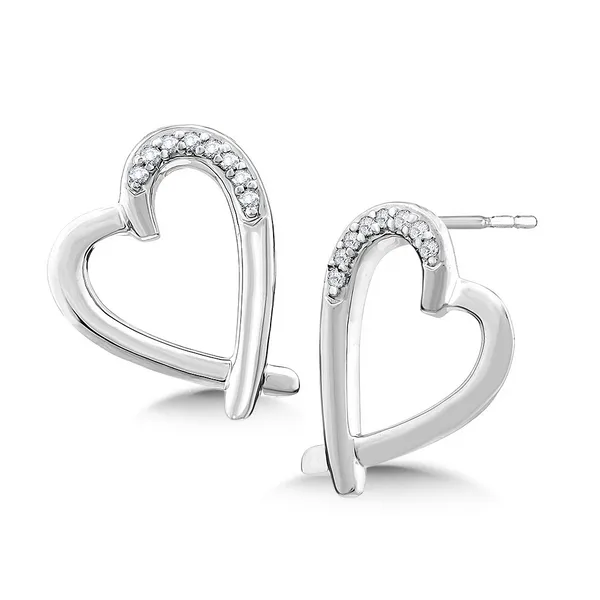 Crisscross Sterling Silver & Diamond Heart Stud Earrings Kiefer Jewelers Lutz, FL