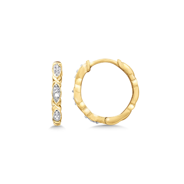 10K Intricate Diamond Huggie Hoops Kiefer Jewelers Lutz, FL