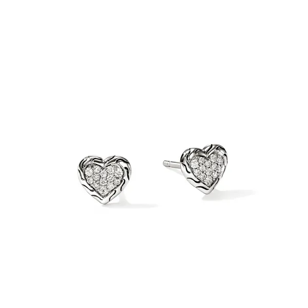 Sterling Silve JH Essentials Pave Diamond Heart Stud Earrings by John Hardy Kiefer Jewelers Lutz, FL