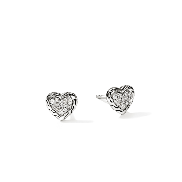 Sterling Silve JH Essentials Pave Diamond Heart Stud Earrings by John Hardy Kiefer Jewelers Lutz, FL