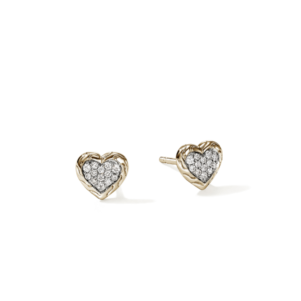 14KY JH Essential Diamond Pave Heart Stud Earrings by John Hardy Kiefer Jewelers Lutz, FL