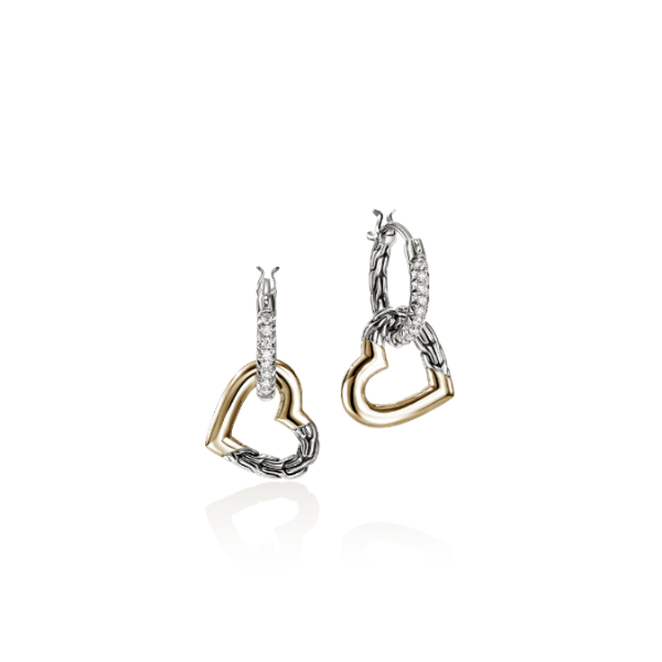 SS/14KY JH Essentials Diamond Pave Heart Drop Earrings by John Hardy Kiefer Jewelers Lutz, FL