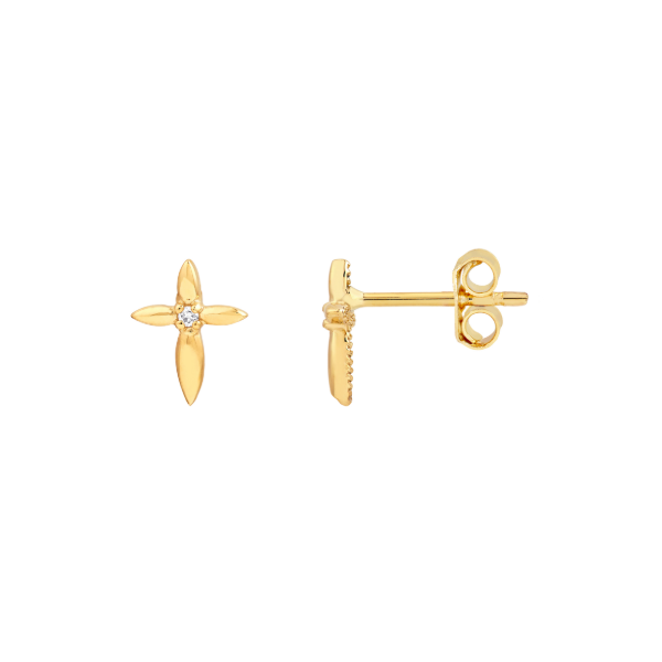 14KY Diamond Cross Stud Earrings Kiefer Jewelers Lutz, FL