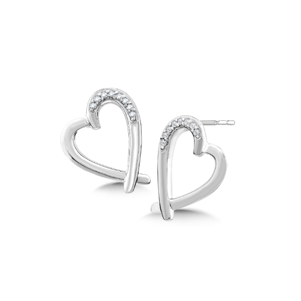 Crisscross Sterling Silver & Diamond Heart Stud Earrings Kiefer Jewelers Lutz, FL
