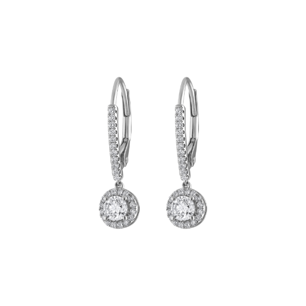 14KW 0.70CTW Diamond Halo Dangle Earrings Kiefer Jewelers Lutz, FL