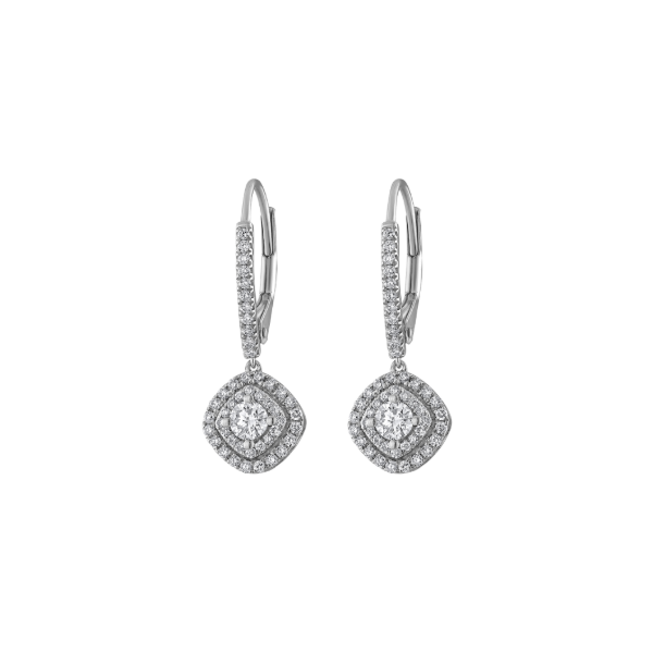 14KW 0.75CTW Diamond Double Halo Dangle Earrings Kiefer Jewelers Lutz, FL
