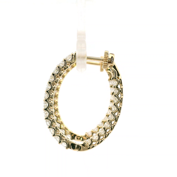 14KY 1.5CTW Diamond Inside/Outside Oval Twist Lock Hoop Earrings Image 4 Kiefer Jewelers Lutz, FL