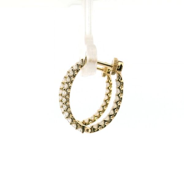 14KY 0.75CTW Diamond Inside/Outside Oval Twist Lock Hoop Earrings Image 4 Kiefer Jewelers Lutz, FL