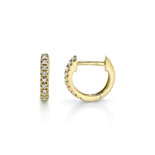14KY Mini Diamond Huggie Hoop Earrings by Shy Creation Image 2 Kiefer Jewelers Lutz, FL