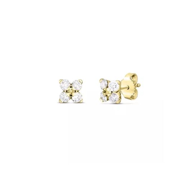 Roberto Coin 18KY Diamond Small Flower Earrings Kiefer Jewelers Lutz, FL