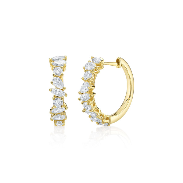 14KY 1.45CTW Marquise, Pear Shape, and Round Diamond Hoop Earrings by Shy Creation Kiefer Jewelers Lutz, FL