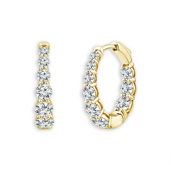 14KY 3.0CTW Graduated Diamond Inside/Outside Huggie Hoop Earrings Kiefer Jewelers Lutz, FL