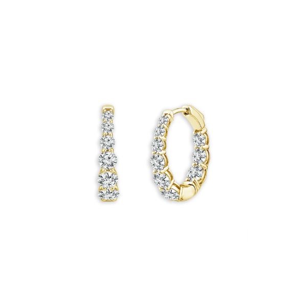 14KY 3.0CTW Graduated Diamond Inside/Outside Huggie Hoop Earrings Kiefer Jewelers Lutz, FL