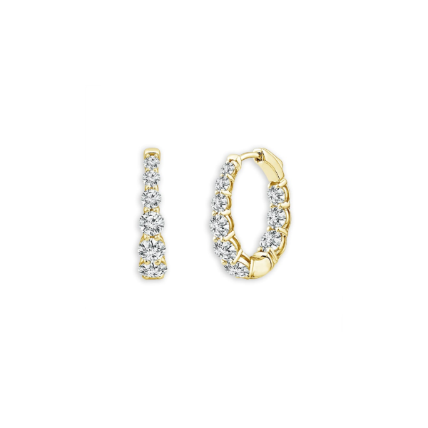 14KY 2.0CTW Graduated Diamond Inside/Outside Huggie Hoop Earrings Image 2 Kiefer Jewelers Lutz, FL