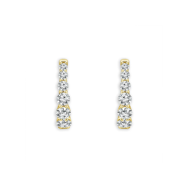 14KY 2.0CTW Graduated Diamond Inside/Outside Huggie Hoop Earrings Kiefer Jewelers Lutz, FL