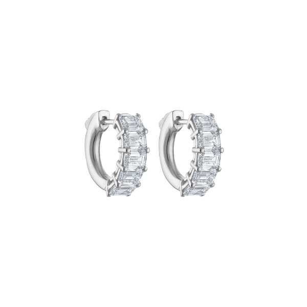 14KW 2.0CTW Emerald Cut Diamond Huggie Hoop Earrings Kiefer Jewelers Lutz, FL