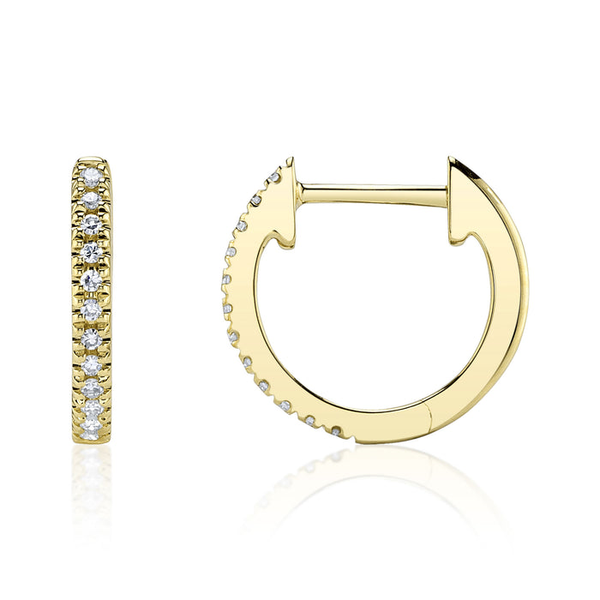 14KY Diamond Huggie Hoop Earrings by Shy Creation Image 2 Kiefer Jewelers Lutz, FL