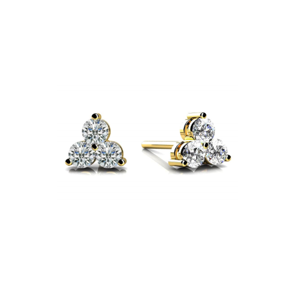 14KY Diamond Three Stone Stud Earrings Kiefer Jewelers Lutz, FL