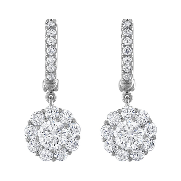 14KW Diamond Halo Drop Fashion Earrings Kiefer Jewelers Lutz, FL