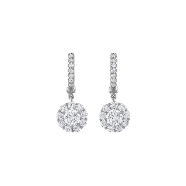 14KW Diamond Halo Drop Fashion Earrings Kiefer Jewelers Lutz, FL