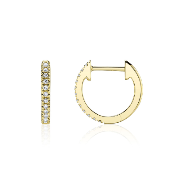 14KY Diamond Huggie Hoop Earrings by Shy Creation Image 2 Kiefer Jewelers Lutz, FL