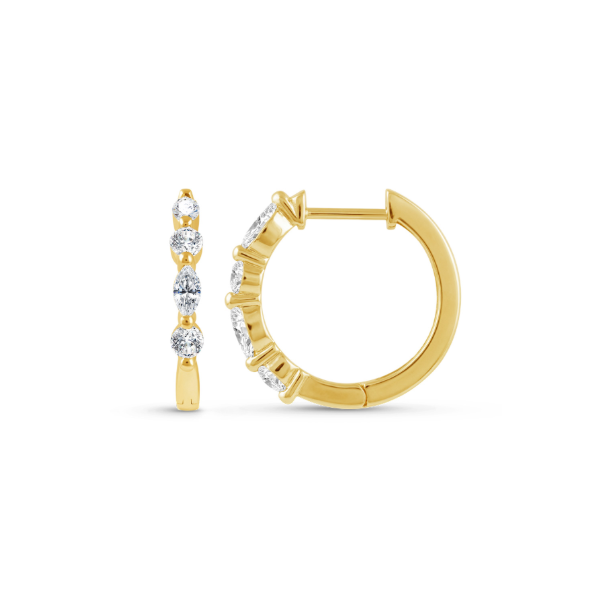 14KY 0.25CTW Marquise and Round Diamond Hoop Earrings Kiefer Jewelers Lutz, FL