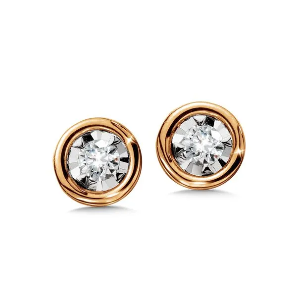 14K Rose Gold .10CTW Diamond Bezel Set Stud Earrings Kiefer Jewelers Lutz, FL
