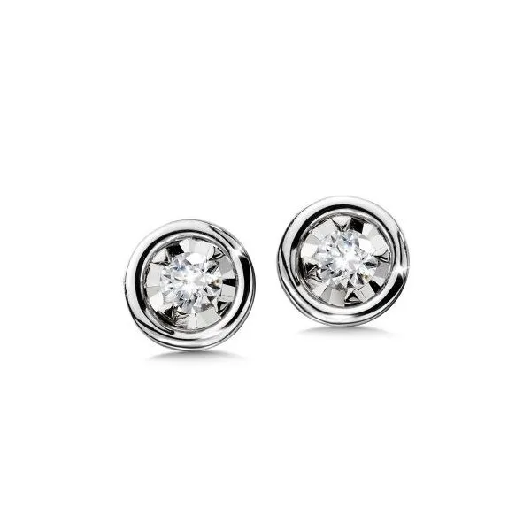 14KW .10CTW Diamond Bezel Set Stud Earrings Kiefer Jewelers Lutz, FL