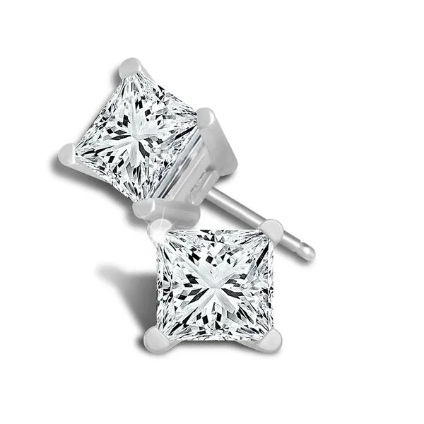 14K .33 Carat Total Weight Princess Cut Diamond Stud Earrings Kiefer Jewelers Lutz, FL