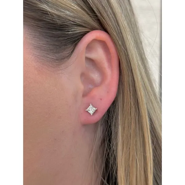 14K 1.5 ctw Princess Cut Diamond Stud Earrings Image 2 Kiefer Jewelers Lutz, FL
