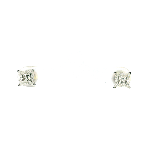14KW 1.81CTW Princess Cut Diamond Stud Earrings Image 2 Kiefer Jewelers Lutz, FL